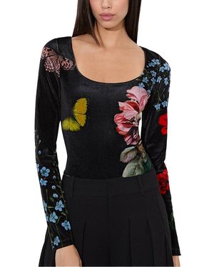 Alice + Olivia Delaina Scoop Neck Top - Black