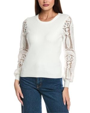 Tahari The Margaret Lace Sweater - White