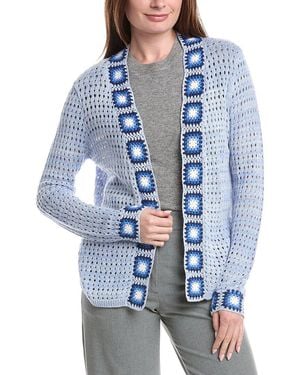 Joseph A Novelty Crochet Cardigan - Blue