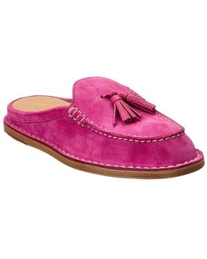 Tod's Tods Logo Fringed Suede Mule - Pink