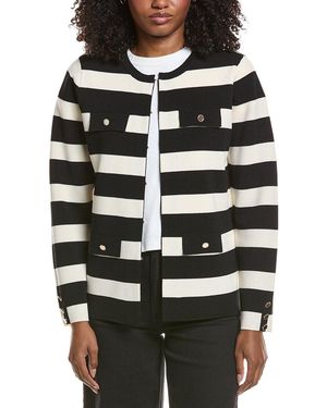 Anne Klein Stripe Kissing Cardigan - Black