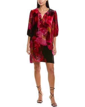 Johnny Was Vesna Velvet Silk-Blend Shift Dress - Red