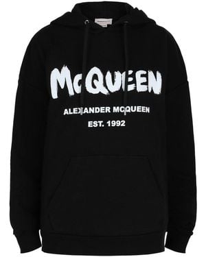 McQueen Graffiti Logo Hoodie - Black