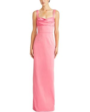 ML Monique Lhuillier Marina Faille Maxi Dress - Pink