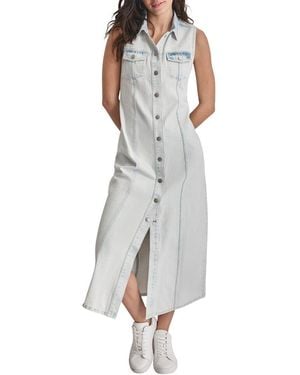 DKNY Maxi Button Front Dress - Gray