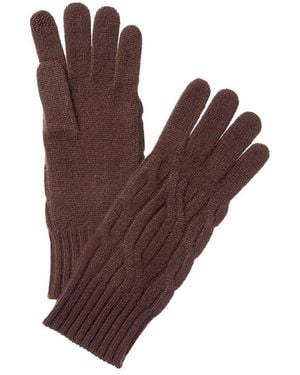 Hannah Rose Wide Cable Cashmere Gloves - Brown