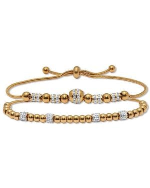 Palmbeach Jewelry Plated Stainless Steel Crystal Bracelet - White