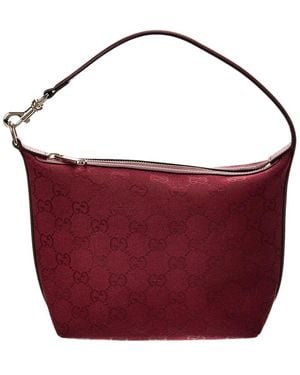 Gucci Gg Canvas & Leather Shoulder Bag - Red