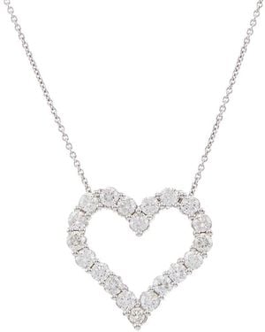 Diana M. Jewels Fine Jewellery 18k 1.75 Ct. Tw. Diamond Open Heart Necklace - Metallic