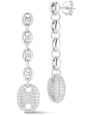 Sphera Milano Silver Cz Pave Mariner Drop Earrings - White
