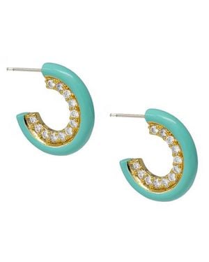 Cloverpost Decade 14k Plated Cz Hoops - Blue