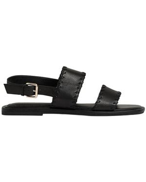 Reiss Mila Whipstitch Leather Sandal - Black