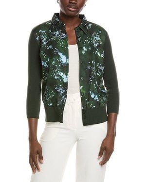 Lafayette 148 New York Collared Button Front Cardigan - Green