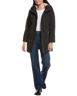 HUNTER Billie Canvas Mid Length Hooded Rain Jacket - Black