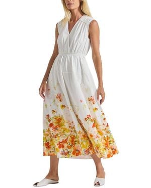 10 Crosby Derek Lam Nara Border Print Cotton Poplin Cinch Waist Maxi Dress - Metallic