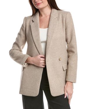 1.STATE Single-Breasted Herringbone Wool-Blend Blazer - Natural