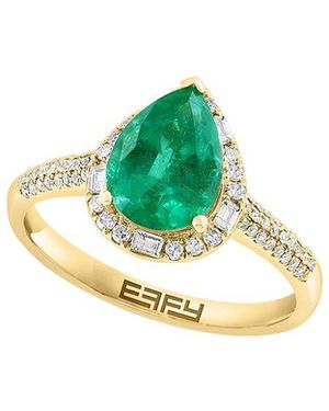 Effy Fine Jewelry 14K 1.61 Ct. Tw. Diamond & Emerald Ring - Green