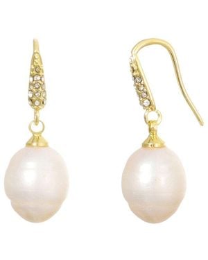 Adornia 14K Plated Freshwater Pearl Cz Drop Earrings - Metallic