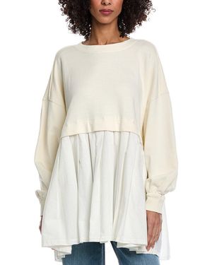 Free People Eleanor Striped Sweatshirt - White