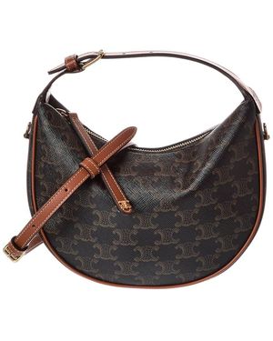 Celine Teen Lulu Triomphe Canvas & Leather Hobo Bag - Black