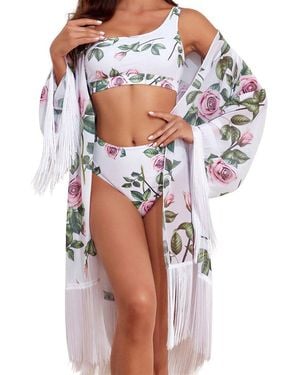 Lily Kim 3Pc Swimsuit & Smock Set - Multicolour