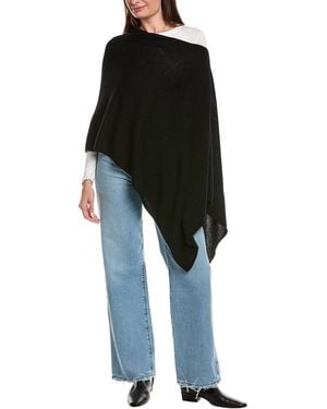 Amicale Cashmere Jersey Asymmetrical Cashmere Poncho - Black
