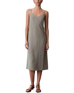 Calvin Klein Casual Twill Sleeveless Shift Dress - Brown