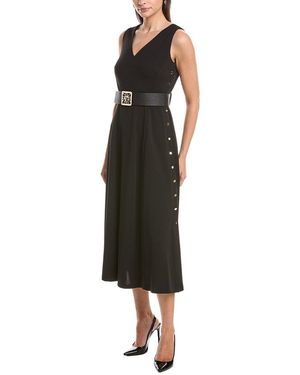 Anne Klein Side Button Down Midi Dress - Black