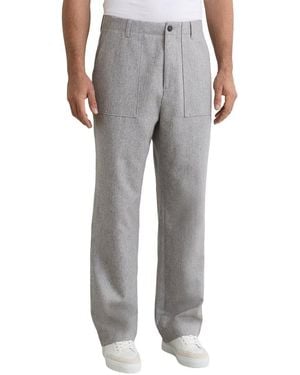 Reiss Chain Wool-Blend Wide Leg Trouser - Grey