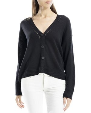 Max Studio Linen-Blend Cardigan - Black