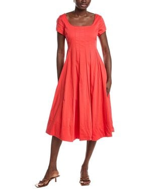 Ellen Tracy Stretch Poplin Cap Sleeve Panelled Dress - Red
