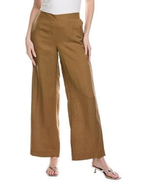 Kenneth Cole Refined Flat Front Linen-Blend Pant - Natural