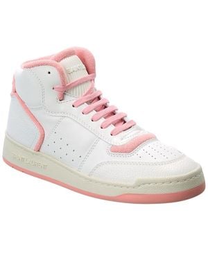 Saint Laurent Sl/80 Leather High-Top Trainer - Pink