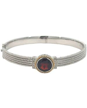 Gemstones 14K & 3.81 Ct. Tw. Diamond & Garnet Bangle Bracelet - White