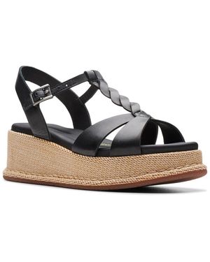 Clarks Kimmei Twist Leather Sandal - Black