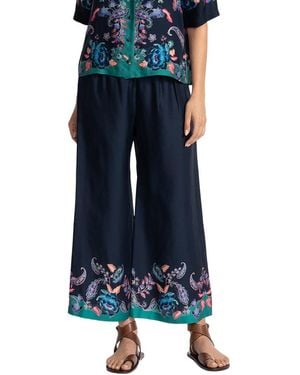 Johnny Was Yasmin Cropped Silk-Blend Easy Pant - Blue