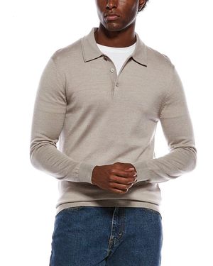 Reiss Snap Polo Shirt - Natural