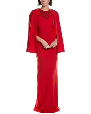 Marchesa Crepe Maxi Dress - Red