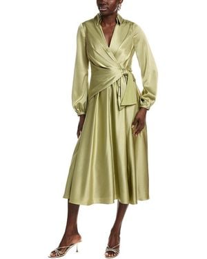 Badgley Mischka Wrap Full Skirt Day Dress - Green