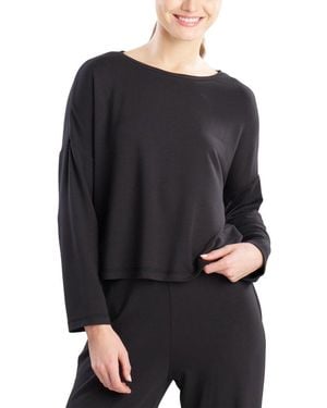 Natori Kaia Terry Destination Long Sleeve Top - Black