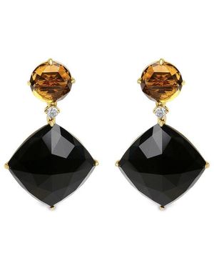 Haus of Brilliance Colourful Gemstones 18K 48.77 Ct. Tw. Diamond & Gemstone Dangle Earrings - Black