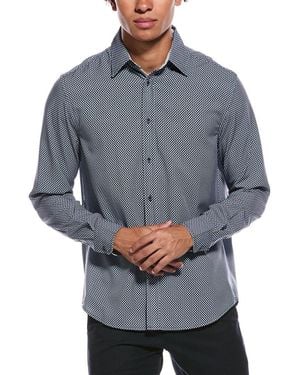 Report Collection 4-Way Geo Print Woven Sport Shirt - Grey