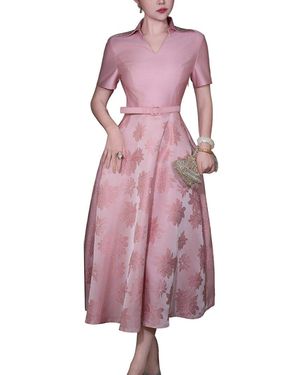 BRC By BURRYCO Short Sleeve Printed Midi Dress - Purple