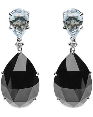 Haus of Brilliance Colourful Gemstones 18K 49.72 Ct. Tw. Diamond & Onyx Dangle Earrings - Black