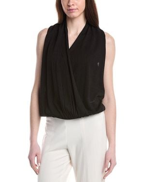 Max Studio Linen-Blend Wrap Sweater - Black