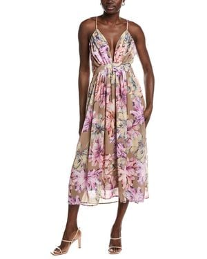 Marion Empire Waist Cross Back Midi Dress - Red