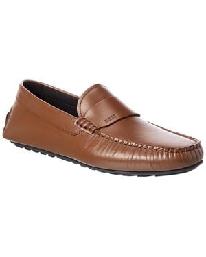 BOSS Noel Leather Moccasin - Brown
