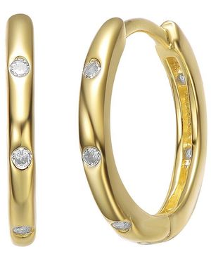 Rachel Glauber 14k Plated Cz Hoops - Metallic