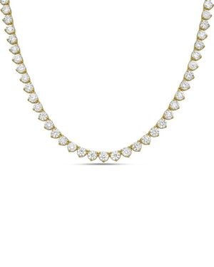 Diana M. Jewels Diana M. 14K 25.00 Ct. Tw. Lab-Grown Diamond Three-Prong Tennis Necklace - Metallic