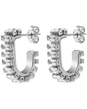 Jewels by Sunaina Gemma 18K Plated Stainless Steel Cz Hoop Earrings - Metallic
